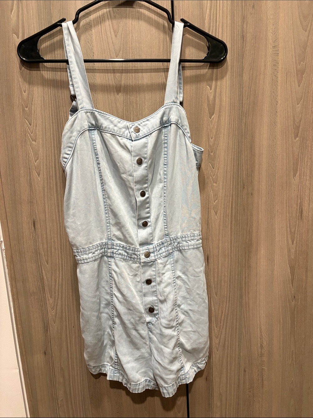Light Blue Denim Button-Front Romper Size Small